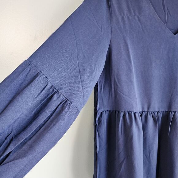 Cosonsen Swing Shift Long Sleeve V Neck Tunic Dress - Picture 2 of 13